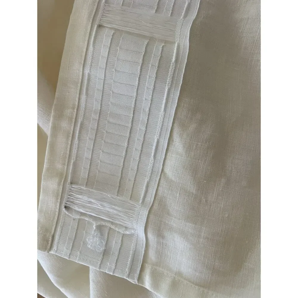 Ikea 100% Linen Long Curtain One Panel Only 57 x 100” Cream Beige